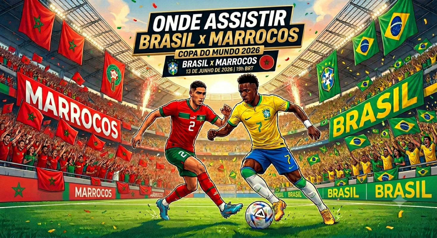 Brasil x Marrocos: onde assistir &agrave; estreia da Sele&ccedil;&atilde;o na Copa do Mundo. Foto: Imagem gerada por IA