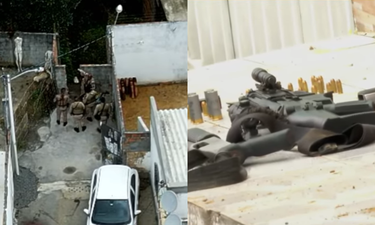 Operação da PM prende dois suspeitos em Cajazeiras. Foto: TV Aratu