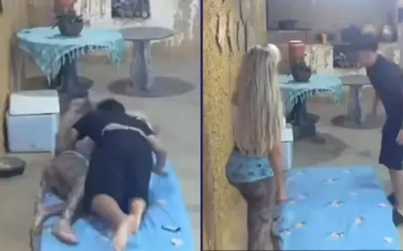 Nas imagens, Andressa Urach e Vini Bruno aparecem movimentando o edredom durante a madrugada/Foto: Redes Sociais