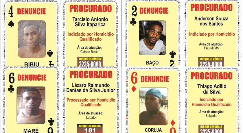 ‘BARALHO DO CRIME’: SSP divulga novas fotos de homens mais procurados da Bahia