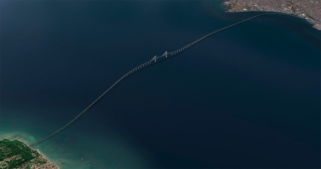 Ponte Salvador-Itaparica será a maior ponte sobre lâmina d’água da América Latina. Imagem: Concessionária Ponte Salvador-Itaparica/Divulgação