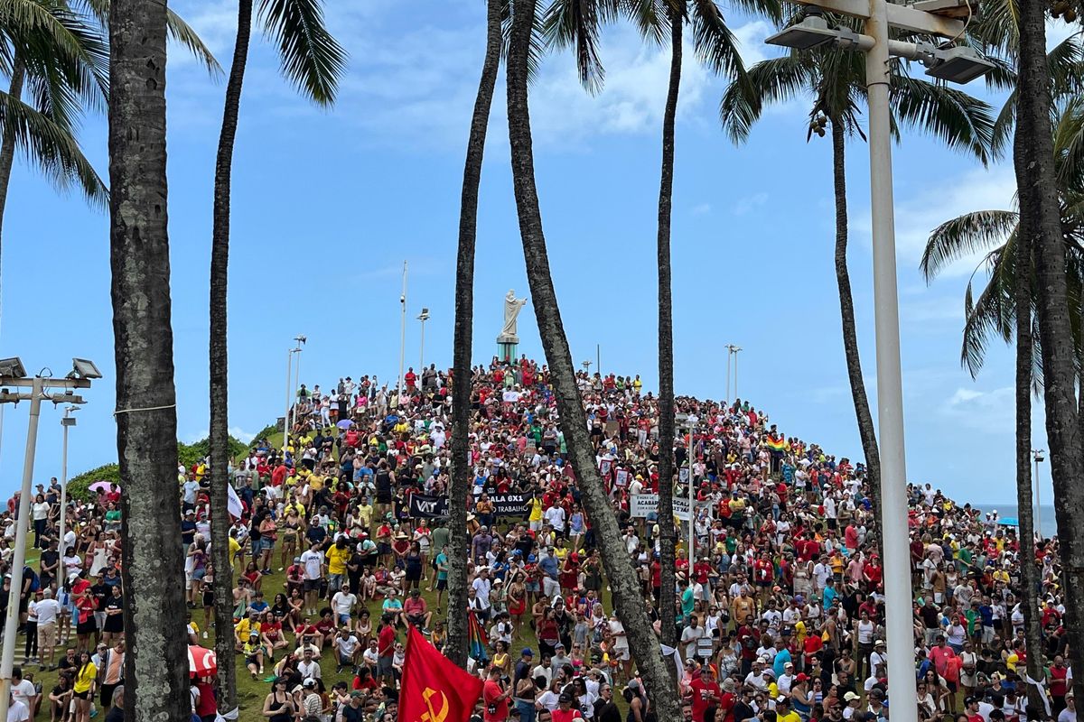 Além do ato no Rio, com a participação de Djavan, Caetano, Chico e Gil, houve protestos em Salvador. Foto: Juana Castro/Aratu On
