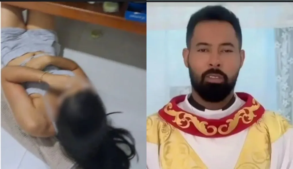 Padre e noiva de fiél estavam juntos