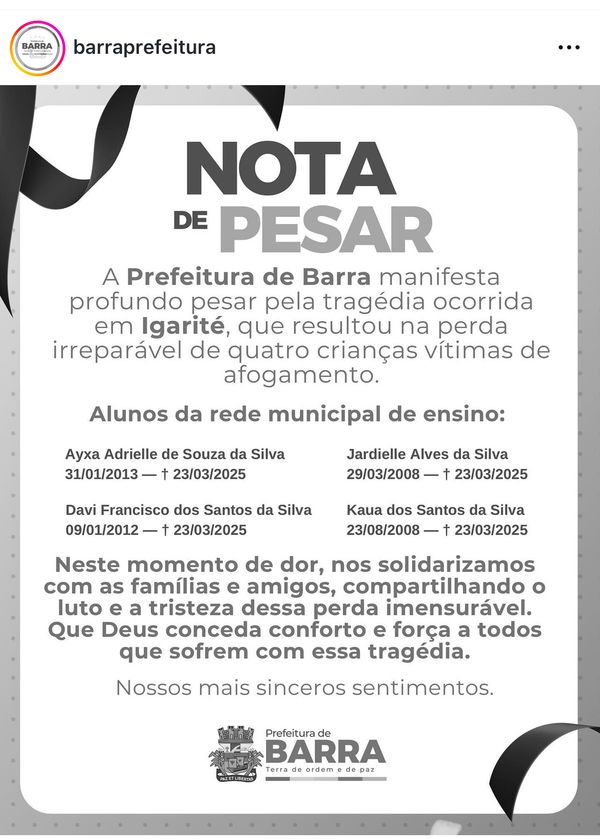 Imagem: Prefeitura de Barra