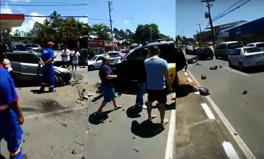 Vítima morre em acidente envolvendo três veículos na Estrada do Coco; vídeo