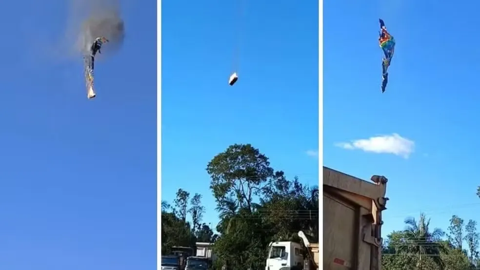 Balão pega fogo e despenca em Santa Catarina; oito pessoas morreram