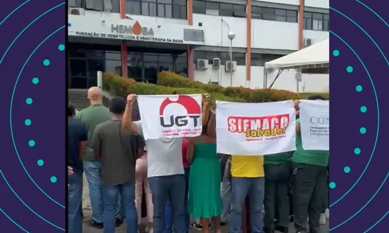 Trabalhadores do Hemoba realizam manifesta&ccedil;&atilde;o nesta quinta-feira. | Foto: Reprodu&ccedil;&atilde;o/Redes Sociais
