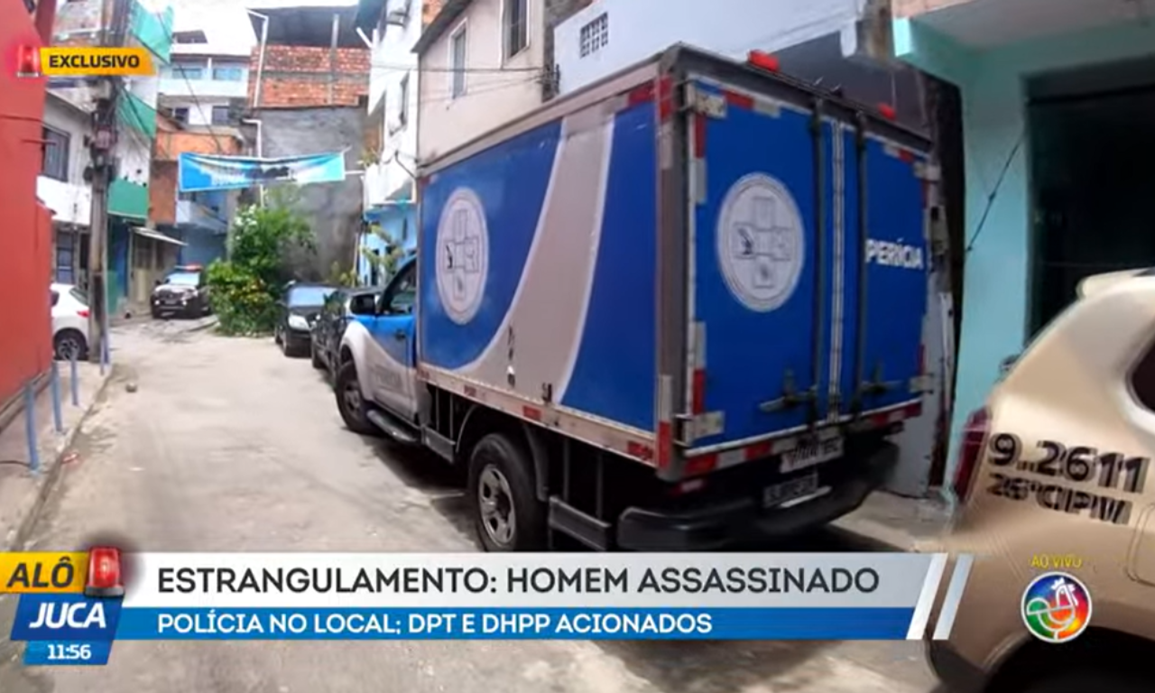 Jovem é encontrado morto com sinais de estrangulamento em Salvador.Foto: Reprodução | TV Aratu