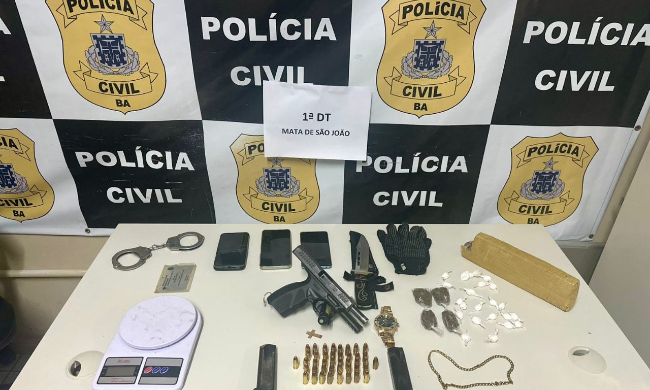 Material encontrado com o líder criminoso. Foto: Divulgação | SSP-BA
