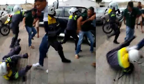 Vídeo mostra pancadaria entre empresário e agentes de trânsito em Vitória da Conquista; assista